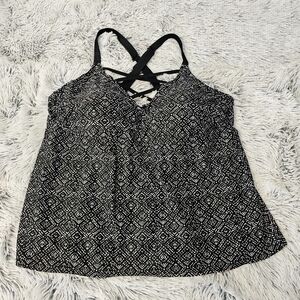 Ava & Viv Black and White Strappy Tankini Top Size 20W